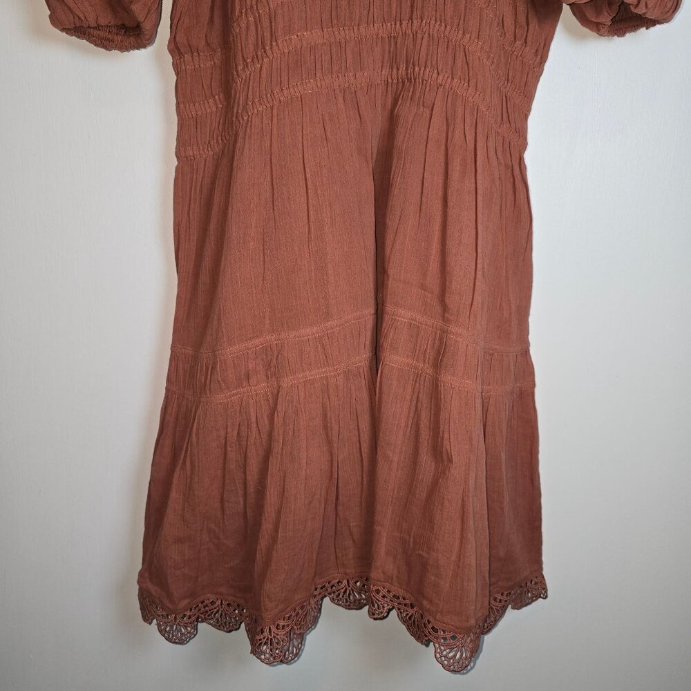 Magali Pascal Giselle Pink Nude Gauzy Seersucker Dress Sz M/8 - Picture 5 of 12